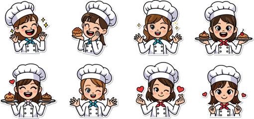 Baking-Themed Cartoon Chefs in Uniform