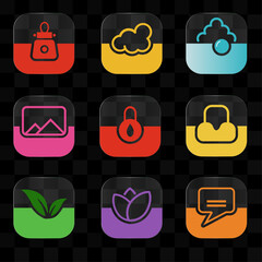 Collection of colorful app icons with various symbols isolated on white background for user interface