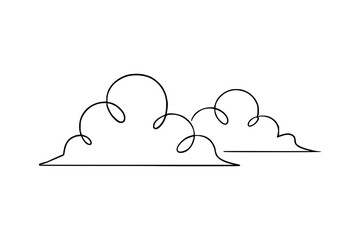 Minimalist continuous line art drawing of two clouds
