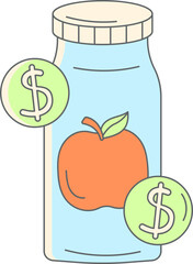 Boost your savings with healthy choices, visualizing financial growth and well-being, a modern symbol for prosperity and mindful living, scalable vector graphic