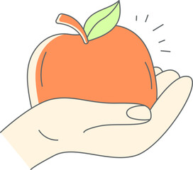 Fresh, Vibrant Apple in Hand - A Symbol of Wellness, Knowledge, and Healthy Choices, Perfect for Educational and Lifestyle Content, Originally Scalable Vector Graphic