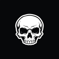 Fototapeta premium Isolated illustration of a human skull in black and white on a plain background