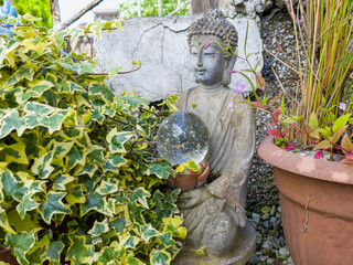 Buddha Solar Garden Ornament Lights Ornament in the Garden. Siddhartha Gautama, The Buddha the awakened one, wandering ascetic, religious teacher, South Asia, 6th, 5th century BCE, founded Buddhism. 