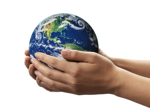 Hand Holding Earth Icon – Isolated on Transparent Background