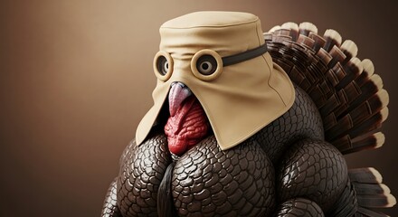 Funny Turkey Disguised as Spy Detective: Thanksgiving Concept