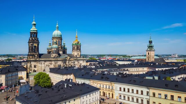 Karlstad Cathedral and Cityscape, Sweden: Aerial View of Architecture, Buildings, and Clear Blue Sky on a Sunny Day