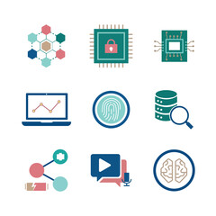 Modern Technology and Data Concept Icons Collection