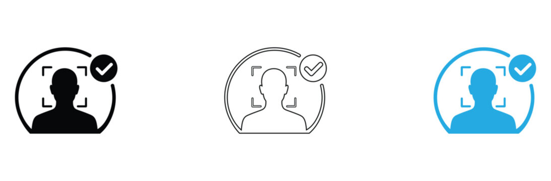 Seamless facial recognition technology icons signify secure identity verification, access control, and digital authentication for modern security systems