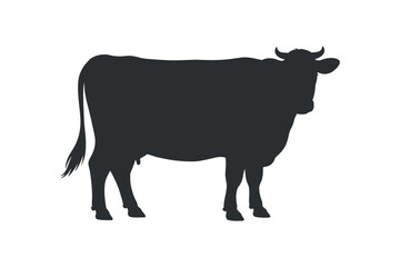 Cow Silhouette Domestic Animal Farm Livestock Dairy Cattle Bovine Silhouette Illustration Vector Isolated Farm Animal Grazing Meadow