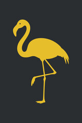 Elegant Golden Flamingo Vector Standing One Leg Bird Illustration