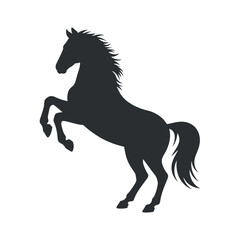 Silhouette of Horse Standing on Hind Legs Vector Graphic Illustration