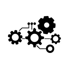 Obraz premium Illustration of connected gears and nodes representing a mechanical or technological system process
