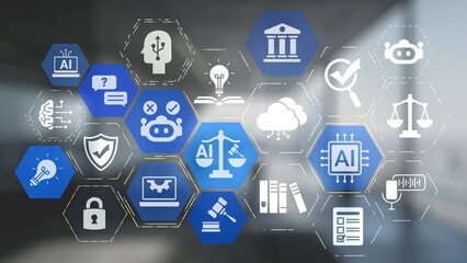 Naklejka premium AI is transforming society, raising important ethics questions. Ethics in AI design ensures fairness. AI ethics promote responsible decisions. Balancing AI power with strong ethics is essential. Spire