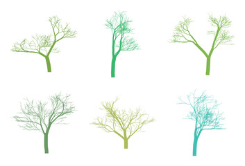 Elegant and colorful tree silhouettes on a clean white background design