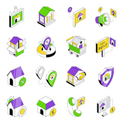 Set of Property Isometric Icons