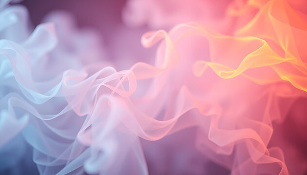 Abstract Smoke Waves in Soft Blue and Warm Orange Gradient, Ethereal Fluid Background with Dreamy Color Blend