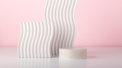 Cosmetics product presentation scene made with gypsum props on pink background. Petfect for product placement and designs.