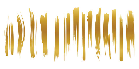 Golden paint brush strokes texture for artistic abstract element design.