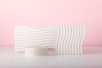 Minimalist geometric product presentation scene for product photography made with gypsum props. Petfect for product placement and designs.