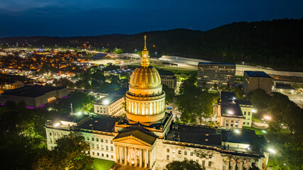 Night View of State Capitol, Charleston, WV