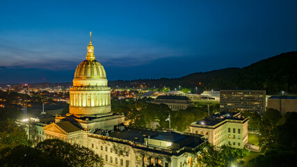 West Virginia State Capitol at Night in Charleston