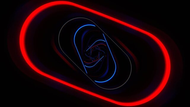 Red abd White and Blue Strobe Spiral Ellipse Tunnel Background VJ Loop in 4K