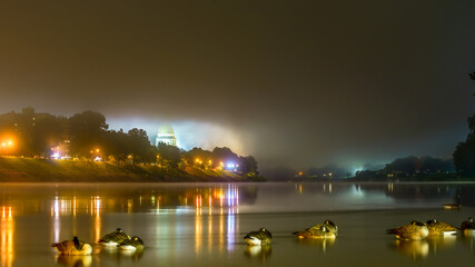 Ducks Resting on the Water at Night near State Capitol, Davis, WV
