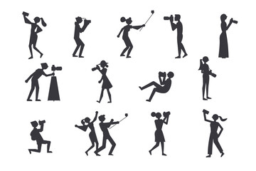 Naklejka premium vector silhouettes of people photoshort