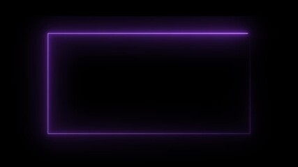 Purple Neon Rectangle Border. Seamless loop. Neon Rectangle Loop Animation	 - Powered by Adobe