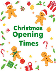 Fototapeta premium Christmas Opening Times Sign – Festive Cartoon Holiday Illustration