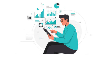 Analyst Interpreting Data Visualization And Statistics On Tablet With Modern Digital Charts
