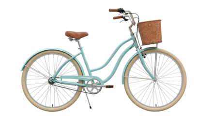 City Bike with Basket. Isolated on Transparent Background. Urban Style