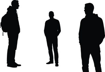 Silhouette, standing people, urban youth, casual up, simplicity, contrast