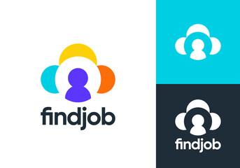 Fototapeta premium simple find job logo. creative search work vector graphic design