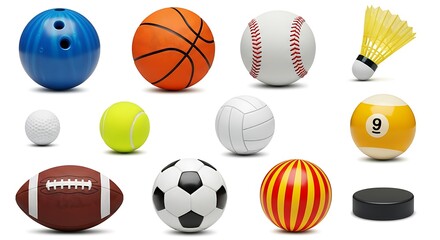 Collection of Various Sports Balls and Equipment for Recreational Activities