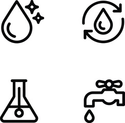 Water-Related Icons Set in Black and White