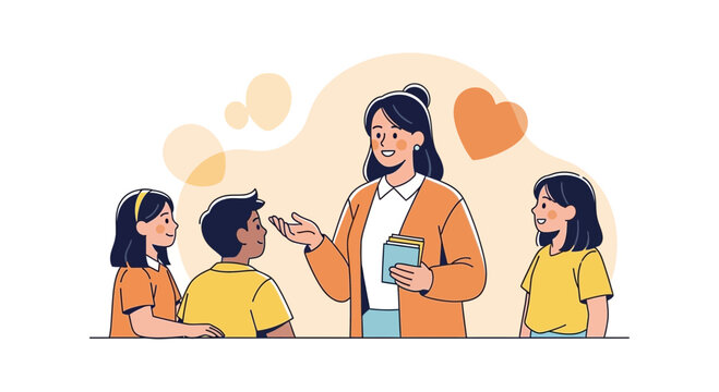 Empowering Education: A Teacher Inspiring Students in a Classroom Setting, with Love present