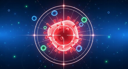 Microscopic View of a Viral Infection Targeting Healthy Cells in a Digital Space