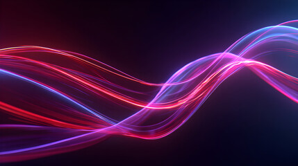 Abstract visualization of flowing light trails and energy waves in vibrant pink and blue hues, creating a futuristic and dynamic digital art background