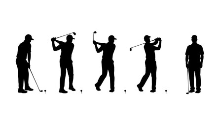 Golfer Silhouette Sequence Demonstrating the Swing Motion