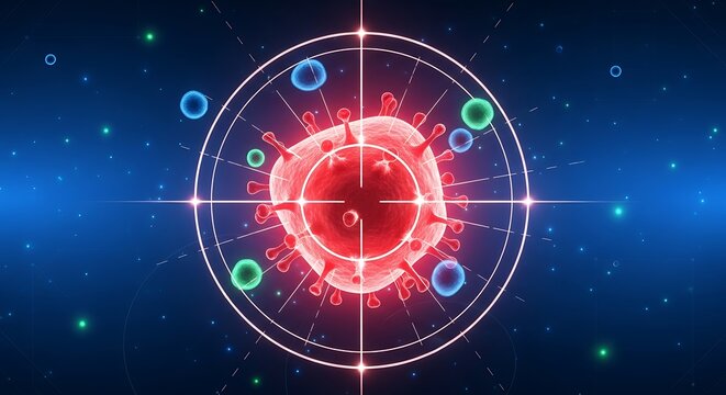 Microscopic View of a Viral Infection Targeting Healthy Cells in a Digital Space