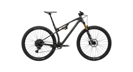 Black Mountain Bike Isolated on Transparent Background, Modern Full Suspension