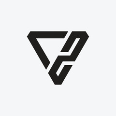 Letter CZ or C2 modern triangle monogram logo