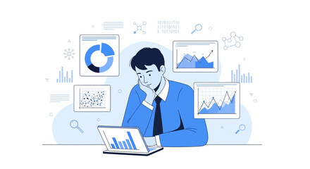 Data Analyst Concentrating On Financial Data Chart Analysis For Business Strategy