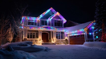 Christmas lights decorating houses