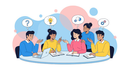 Discussion And Cooperation For Business, Teamwork And Brainstorming, Problem Solving