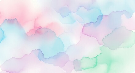 Obraz premium Soft Pastel Watercolor Background with Gentle Blending Hues of Pink, Blue, and Green