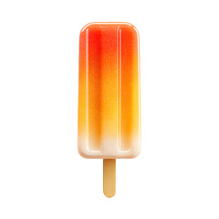 Refreshing orange and red fruit popsicle on a wooden stick isolated on transparent background