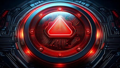 cybersecurity alert red hacked button glowing warning system