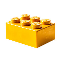 A single yellow building block toy with six studs isolated on transparent background
